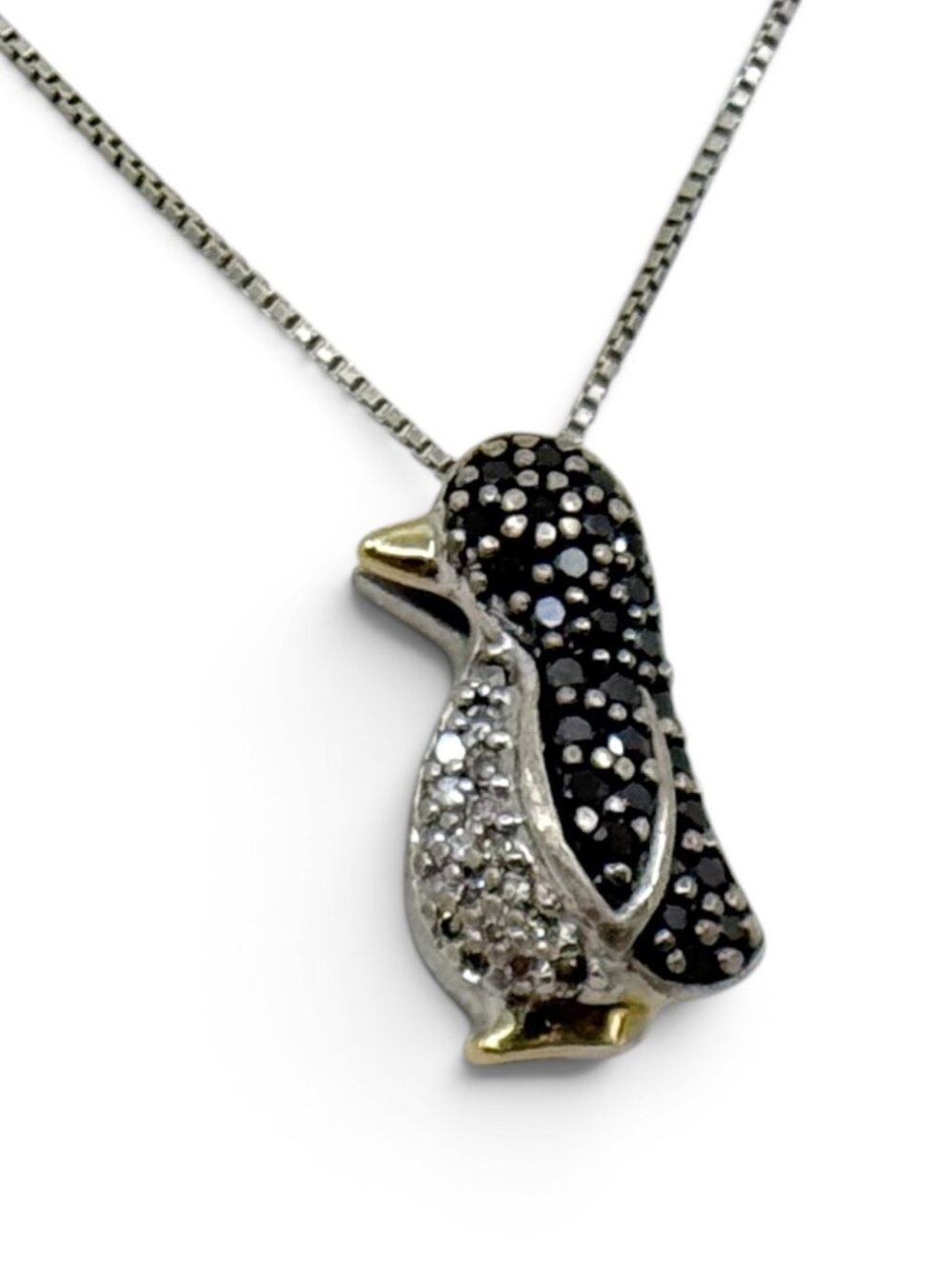 Alwand Vahan 14k gold sterling silver diamond Penguin necklace - GM231